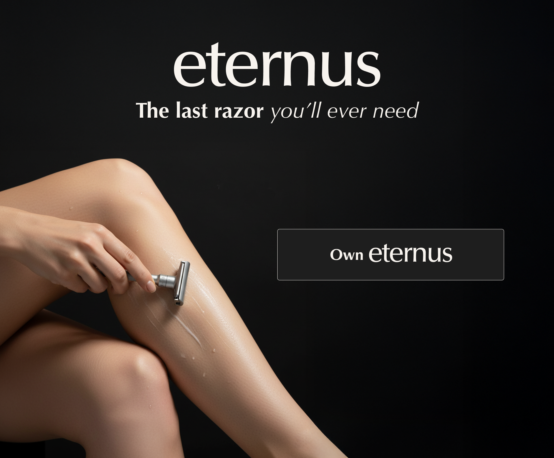 eternus adjustable safety razor on dark background — premium metal razor for a close, comfortable shave
